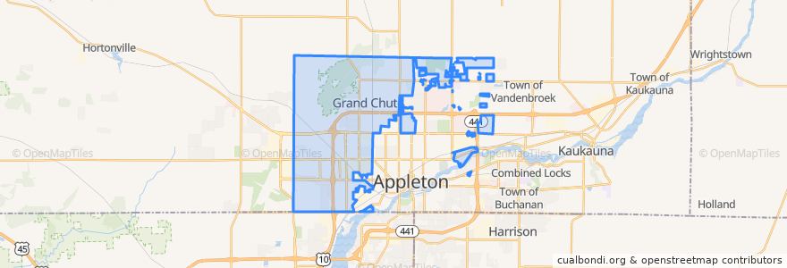 Mapa de ubicacion de Town of Grand Chute.