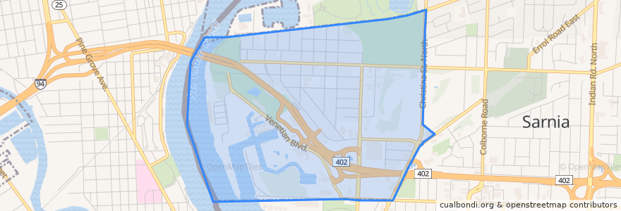 Mapa de ubicacion de Point Edward.