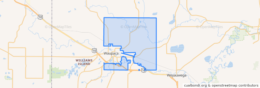 Mapa de ubicacion de Town of Waupaca.