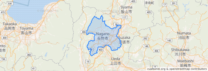 Mapa de ubicacion de 長野市.