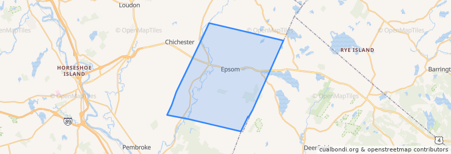 Mapa de ubicacion de Epsom.