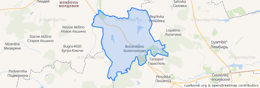 Mapa de ubicacion de Болотниковское сельское поселение.