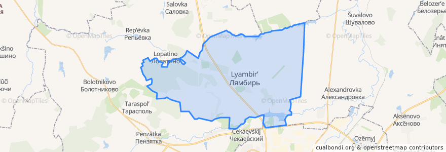 Mapa de ubicacion de Лямбирское сельское поселение.