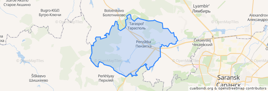 Mapa de ubicacion de Пензятское сельское поселение.