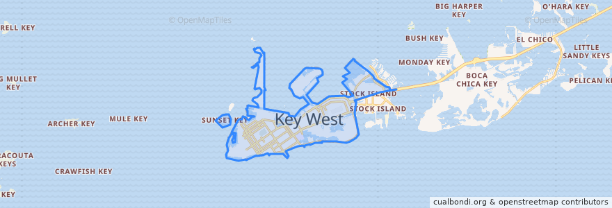 Mapa de ubicacion de Key West.