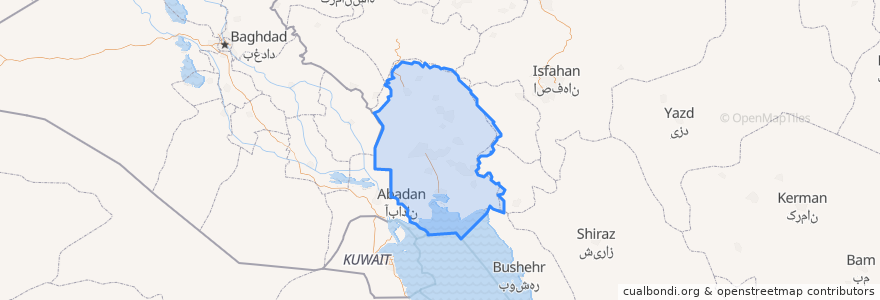 Mapa de ubicacion de Khuzestan.