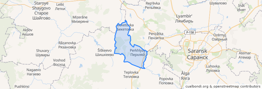 Mapa de ubicacion de Перхляйское сельское поселение.