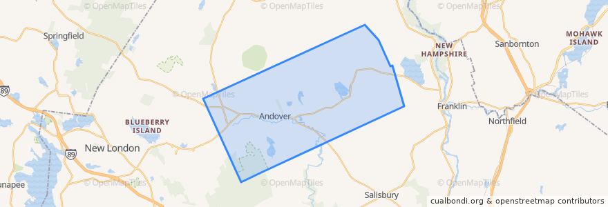 Mapa de ubicacion de Andover.