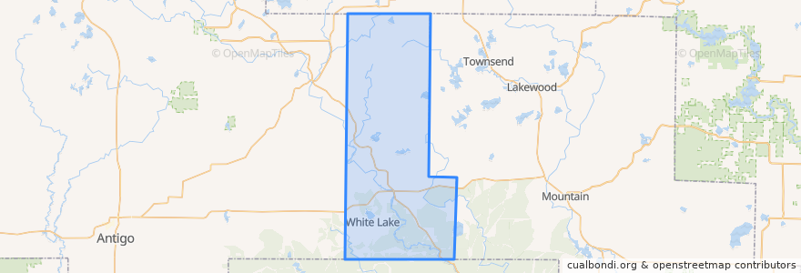 Mapa de ubicacion de Town of Wolf River.