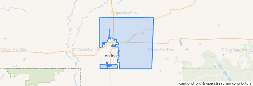 Mapa de ubicacion de Town of Antigo.