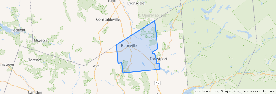 Mapa de ubicacion de Town of Boonville.