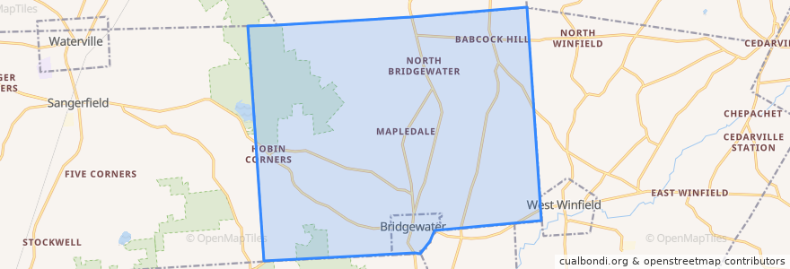 Mapa de ubicacion de Town of Bridgewater.