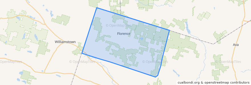 Mapa de ubicacion de Town of Florence.