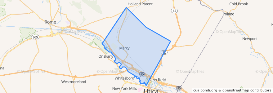 Mapa de ubicacion de Town of Marcy.