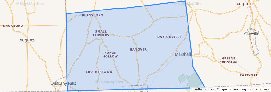 Mapa de ubicacion de Town of Marshall.
