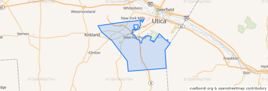 Mapa de ubicacion de Town of New Hartford.