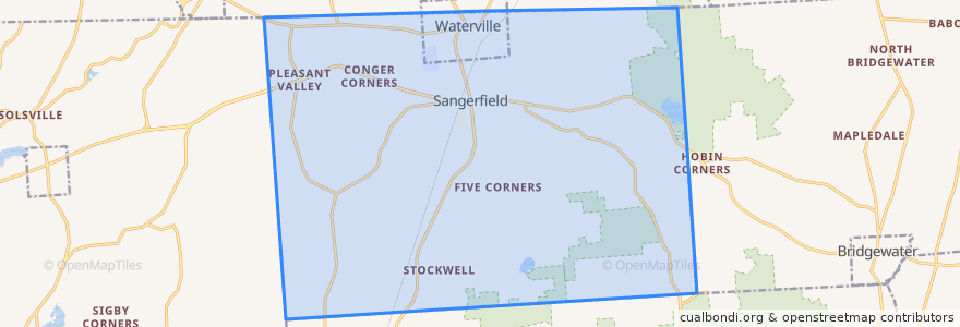 Mapa de ubicacion de Town of Sangerfield.