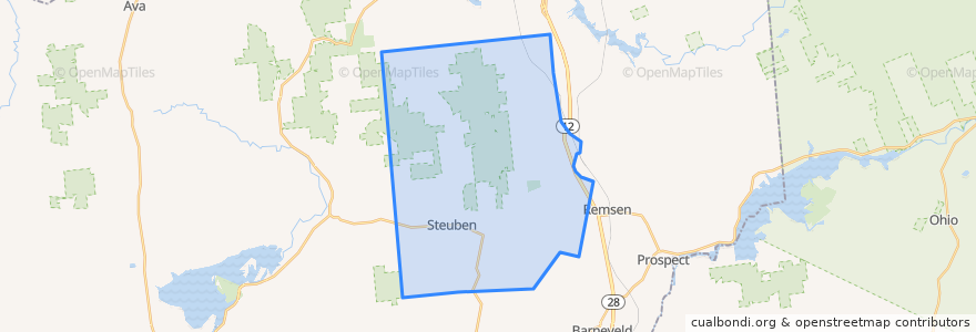 Mapa de ubicacion de Town of Steuben.