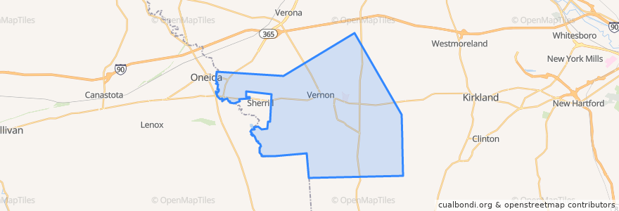 Mapa de ubicacion de Town of Vernon.