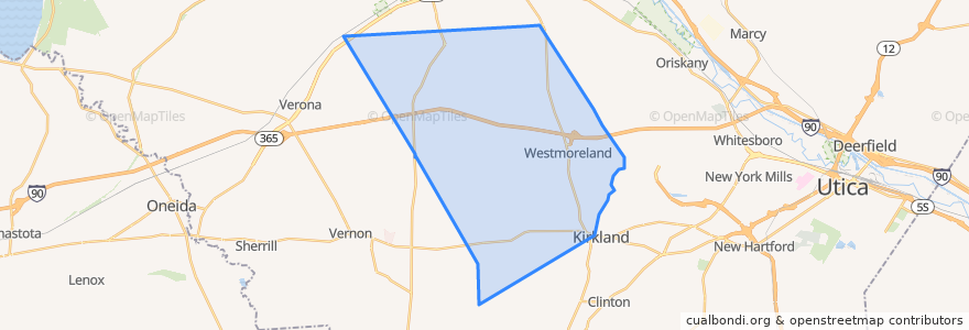 Mapa de ubicacion de Town of Westmoreland.