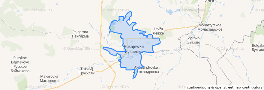 Mapa de ubicacion de городское поселение Рузаевка.