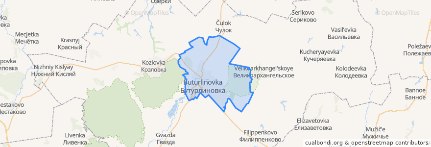 Mapa de ubicacion de Бутурлиновское городское поселение.