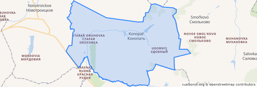 Mapa de ubicacion de Конопатское сельское поселение.