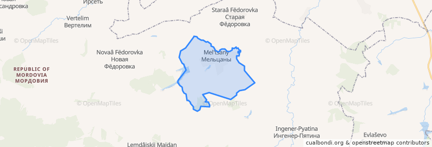 Mapa de ubicacion de Мельцанское сельское поселение.