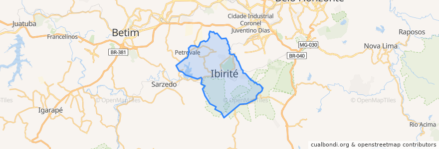 Mapa de ubicacion de Ibirité.