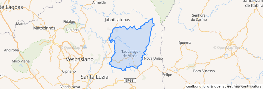 Mapa de ubicacion de Taquaraçu de Minas.