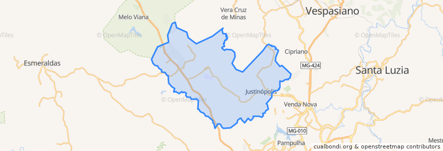 Mapa de ubicacion de Ribeirão das Neves.