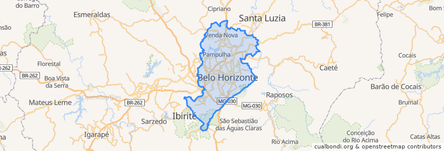 Mapa de ubicacion de Belo Horizonte.