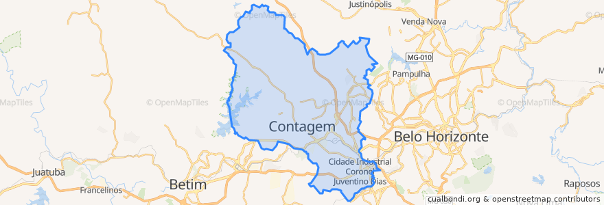 Mapa de ubicacion de Contagem.