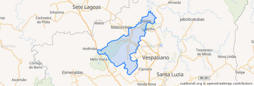 Mapa de ubicacion de Pedro Leopoldo.