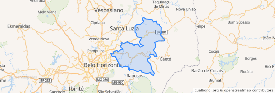 Mapa de ubicacion de Sabará.