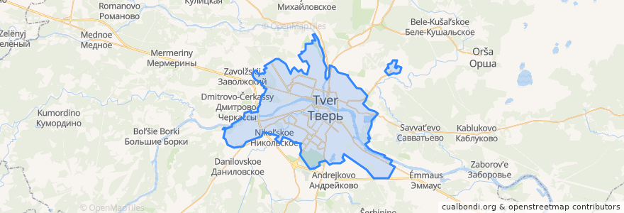 Mapa de ubicacion de городской округ Тверь.