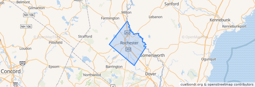 Mapa de ubicacion de Rochester.