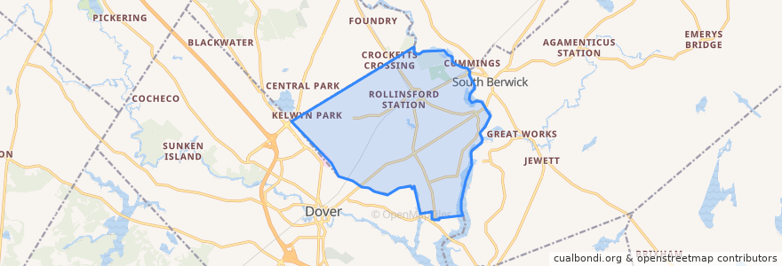 Mapa de ubicacion de Rollinsford.