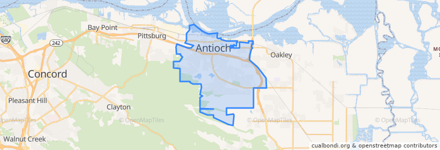 Mapa de ubicacion de Antioch.