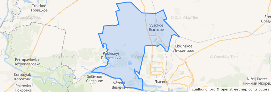 Mapa de ubicacion de Высокинское сельское поселение.