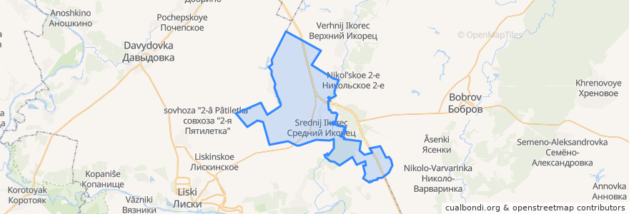 Mapa de ubicacion de Среднеикорецкое сельское поселение.