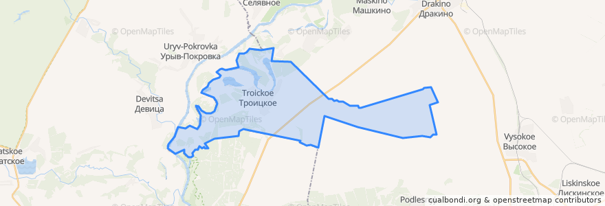 Mapa de ubicacion de Троицкое сельское поселение.