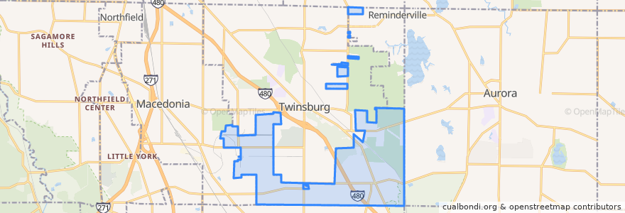 Mapa de ubicacion de Twinsburg Township.