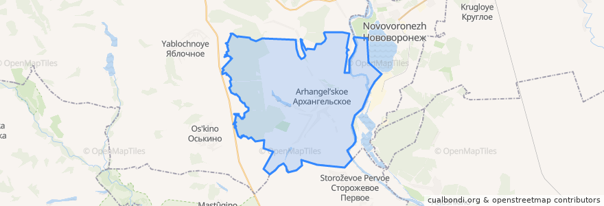 Mapa de ubicacion de Архангельское сельское поселение.