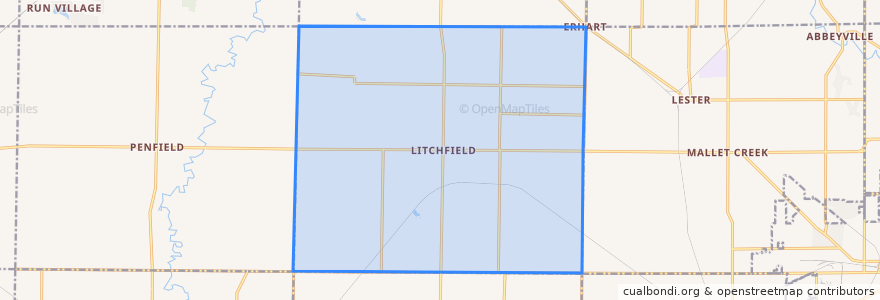 Mapa de ubicacion de Litchfield Township.