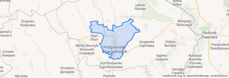 Mapa de ubicacion de Подгоренское городское поселение.