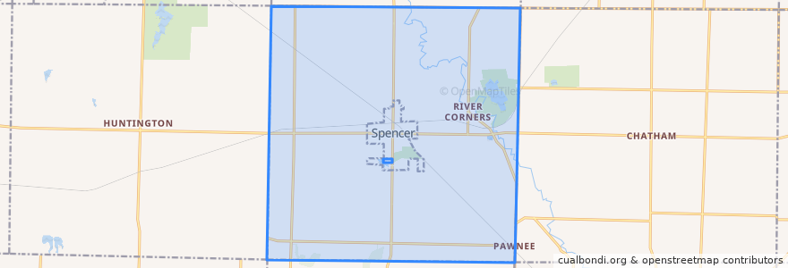 Mapa de ubicacion de Spencer Township.