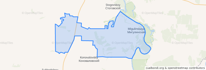 Mapa de ubicacion de Мигулинское сельское поселение.