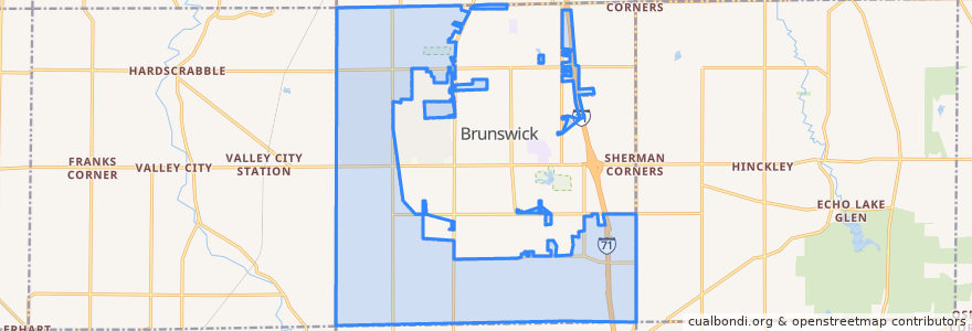 Mapa de ubicacion de Brunswick Hills Township.