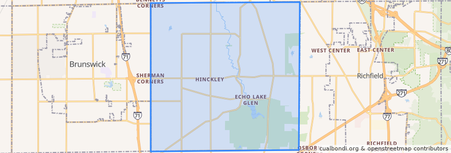 Mapa de ubicacion de Hinckley Township.